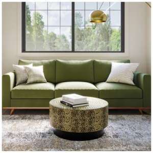 Simpli Home Montrose Metal Coffee Table, Antique Gold/Black