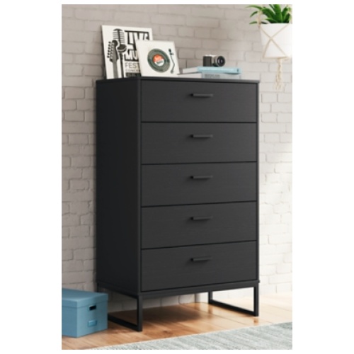 Socalle 5 Drawer Chest of Drawers, Black