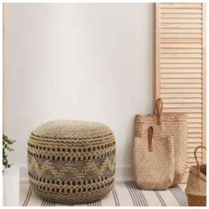 Spruce Geometric Pouf, Tan