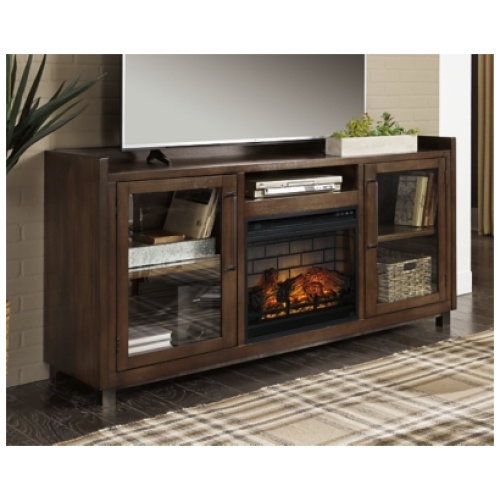 Starmore 70" TV Stand with Electric Fireplace for Larger Rooms, Brown