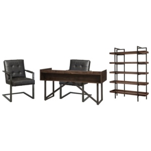 Starmore Home Office Desk with Chair and Storage, Brown