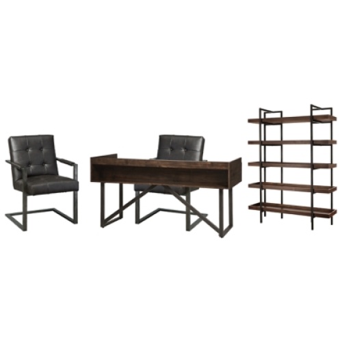 Starmore Home Office Desk with Chair and Storage, Brown