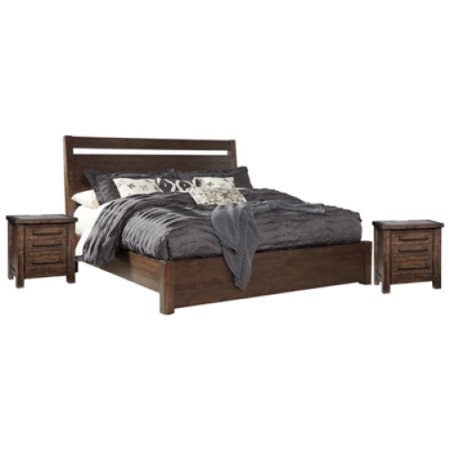 Starmore King Panel Bed with 2 Nightstands, Brown