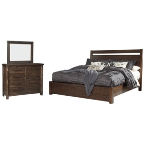 Starmore King Panel Bed with Mirrored Dresser, Brown