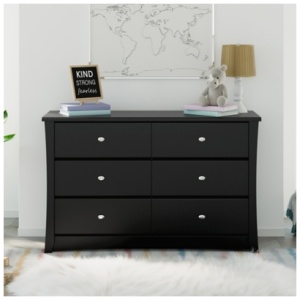 Storkcraft Crescent 6 Drawer Double Dresser, Black