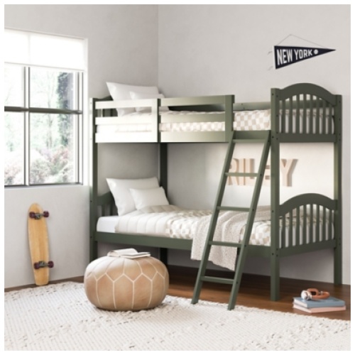 Storkcraft Longhorn Twin-over-Twin Bunk Bed, Olive