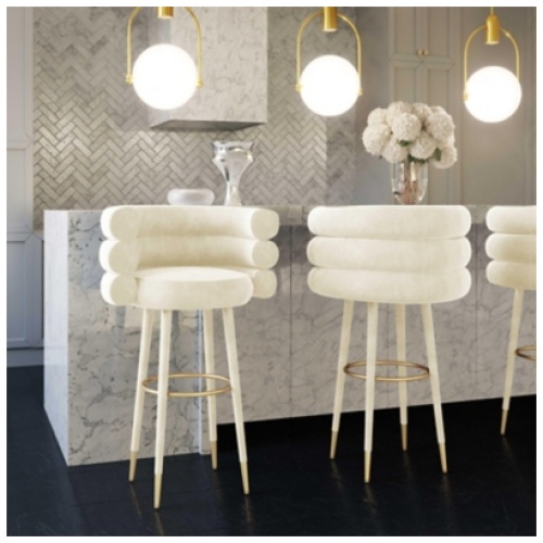 TOV Furniture Betty Bar Height Bar Stool, Cream