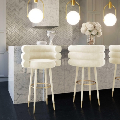 TOV Furniture Betty Bar Height Bar Stool, Cream