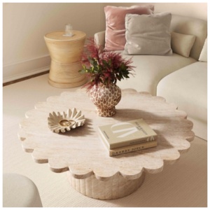 TOV Furniture Blossom Coffee Table, Travertine