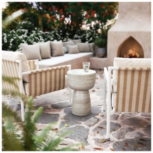 TOV Furniture Charra Side Table, Travertine