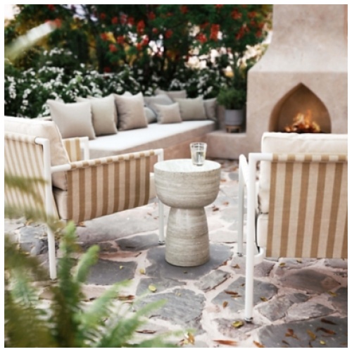TOV Furniture Charra Side Table, Travertine