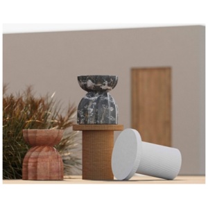 TOV Furniture Darcy Side Table, Travertine