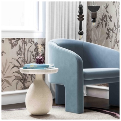 TOV Furniture Gina Side Table, Cream