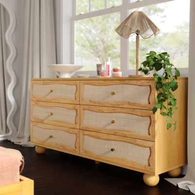 TOV Furniture Grappa 62" 6 Drawer Dresser, Natural