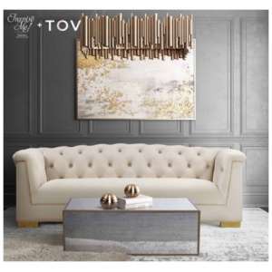TOV Furniture Lana Mirrored Coffee Table, Antique Mirrored