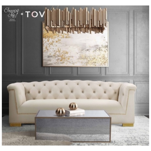 TOV Furniture Lana Mirrored Coffee Table, Antique Mirrored