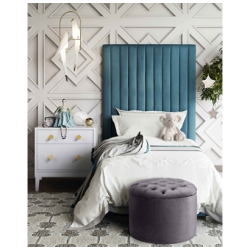 TOV Queen Gray Velvet Storage Ottoman
