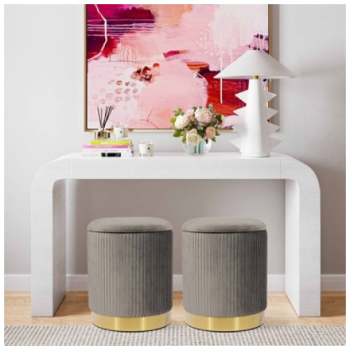 TOV Zoe Storage Ottoman, Gray