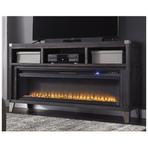 Todoe 65" TV Stand with Electric Fireplace, Gray