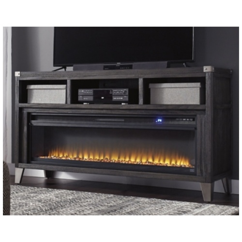 Todoe 65" TV Stand with Electric Fireplace, Gray
