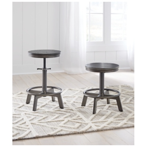 Torjin Adjustable Counter Height Backless Stool, Gray