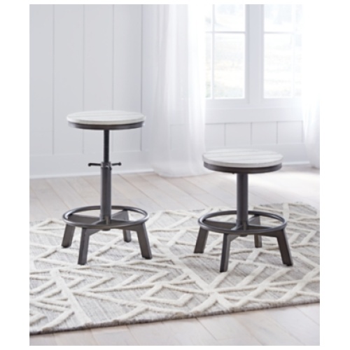 Torjin Adjustable Counter Height Backless Stool, Vintage White
