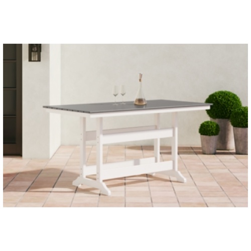 Transville Outdoor Counter Height Dining Table, Gray/White