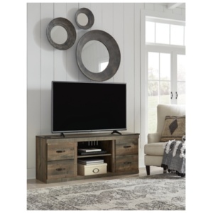 Trinell 2 Door 60" TV Stand with Open Center Shelving, Brown