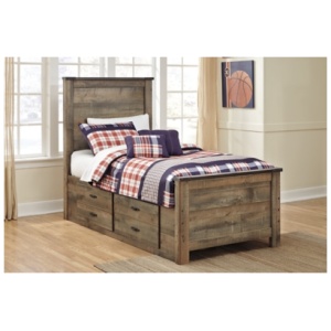 Trinell Twin Panel Bed with 2 Storage Drawers, Brown