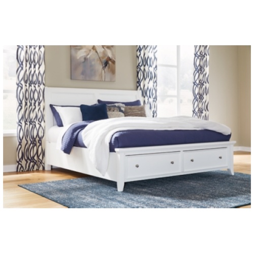 Trulani King Sleigh Storage Bed, White