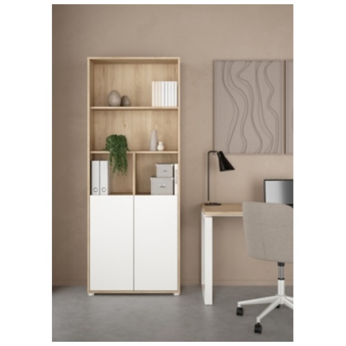 Tvilum Sign 80" Bookcase, Jackson Hickory/White