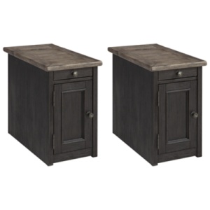 Tyler Creek 2 End Tables with USB Charging, Grayish Brown/Black