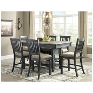 Tyler Creek Counter Height Dining Table and 6 Barstools, Black/Gray