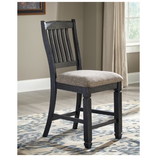 Tyler Creek Upholstered Counter Height Bar Stool, Black/Grayish Brown