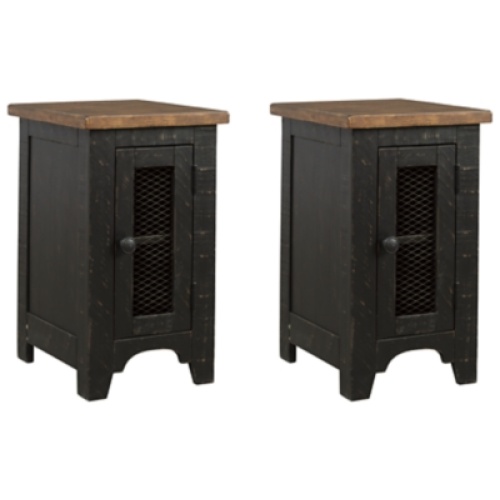 Valebeck 2 End Tables, Black/Brown