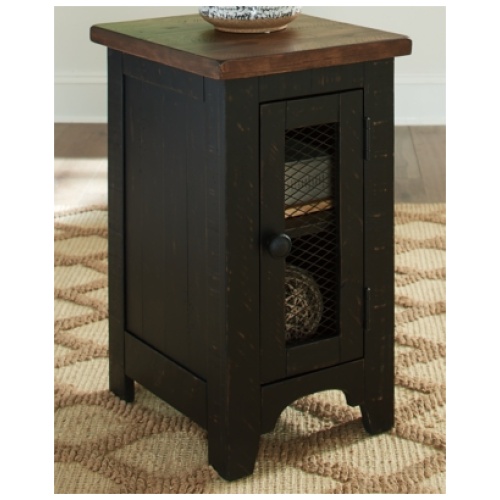 Valebeck Chairside End Table, Black/Brown