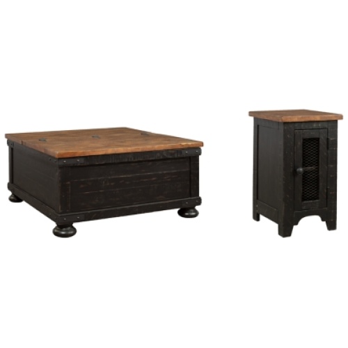 Valebeck Coffee Table with 1 End Table, Black/Brown