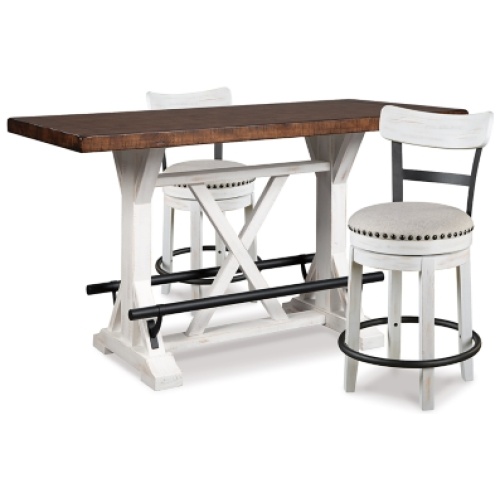 Valebeck Counter Height Dining Table and 2 Barstools, White/Brown
