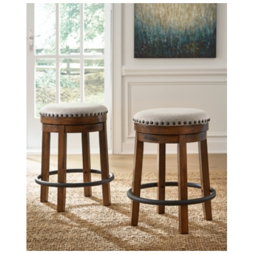Valebeck Counter Height Upholstered Backless Bar Stool, Brown/Black