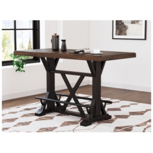 Valebeck Dining Table with Footrests, Black/Brown, Wood/Metal