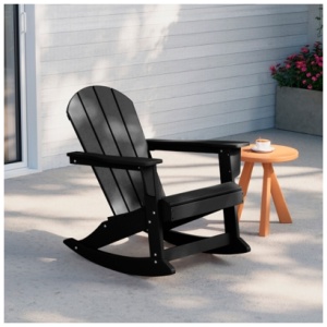 Venice Outdoor Adirondack Rocking Chair, Black