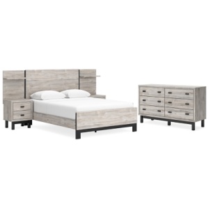 Vessalli Queen Platform Bed with Dresser, Gray