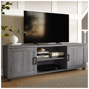 Virlomi 71" TV Stand with Cabinet Doors, Dark Gray