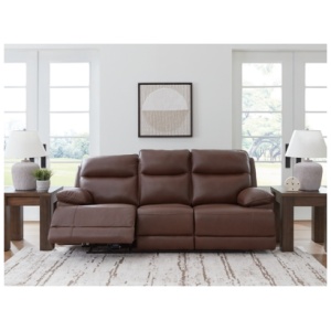 VonRyan Dual Power Leather Reclining Sofa Leather, Tobacco