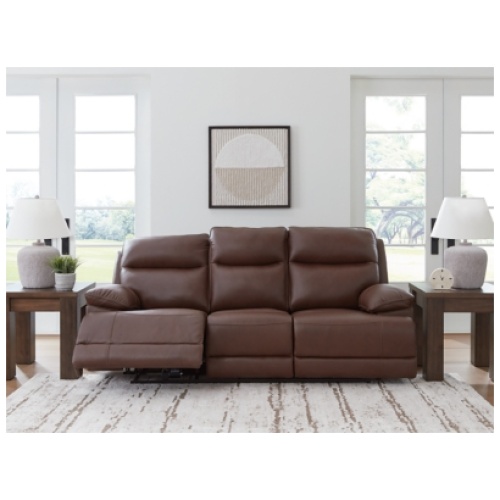 VonRyan Dual Power Leather Reclining Sofa Leather, Tobacco