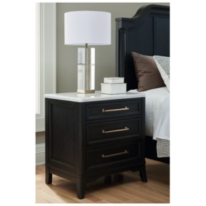Welltern 28" 3 Drawer Charging Nightstand, Black/White