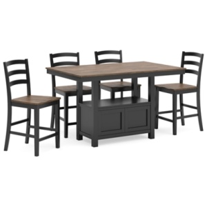 Wildenauer Counter Height Dining Table and 4 Barstools, Brown/Black