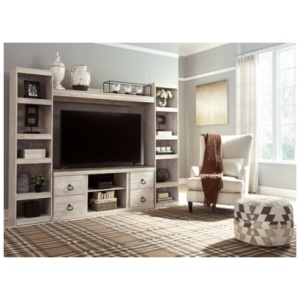 Willowton Entertainment Center with 60" TV Stand, Whitewash