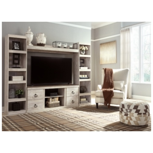 Willowton Entertainment Center with 60" TV Stand, Whitewash