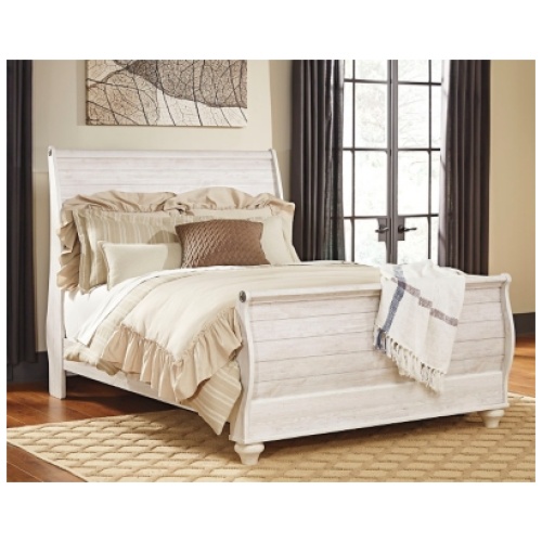 Willowton Queen Sleigh Bed, Whitewash